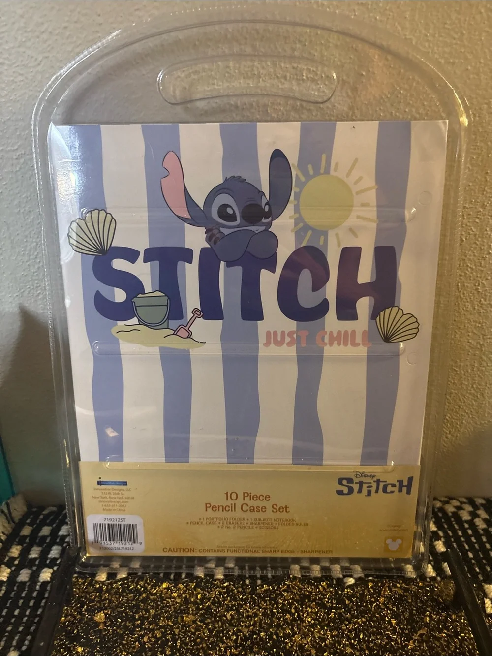 Disney Stitch 10-Piece Pencil Case Set - Blue & Purple
